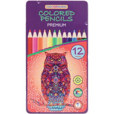 Олівці кольорові Cool For School Premium шестигранні, 12 кольорів (CF15173)