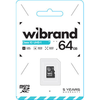 Карта пам&#039;яті Wibrand 64GB mictoSD class 10 UHS-I (WICDXU1/64GB)
