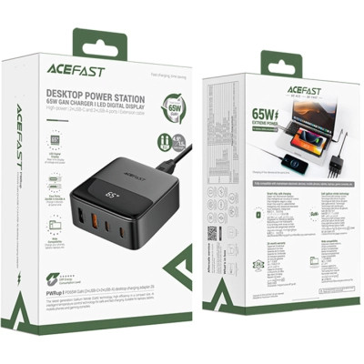 Зарядний пристрій Acefast 4xUSB 65W (2xUSB-C + 2xUSB-A) Gan Z6 Fast Charger (6974316283324)