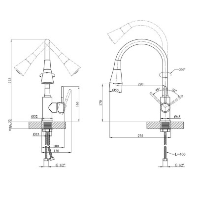 Змішувач Kroner Kuche-C132BLE