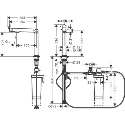 Змішувач Hansgrohe Aqittura M91 , під сталь (76804800)