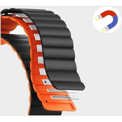 Ремінець до смарт-годинника Drobak Silicone Magnetic Link для Apple Watch All Series Ultra 2 49/45/44/42mm Black Orange (898930)