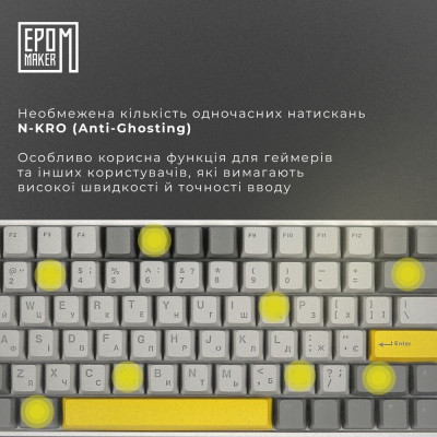 Клавіатура Epomaker EP84 Plus 75 Wisteria Linear Switch Hot-Swap RGB Wireless/Bluetooth/USB UA White (EP84-W-WL)