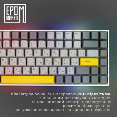 Клавіатура Epomaker EP84 Plus 75 Wisteria Linear Switch Hot-Swap RGB Wireless/Bluetooth/USB UA White (EP84-W-WL)