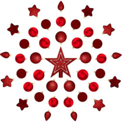 Ялинкова іграшка House Of Seasons Пластик 40 шт Кульки і прикраси червоні (8718861796735)