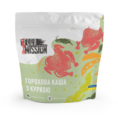 Їжа швидкого приготування Food Mission Каша горохова з куркою 100 г (fm.30368)
