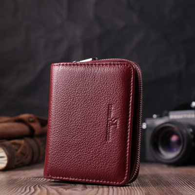 Гаманець ST Leather З натуральної шкіри Бордовий (22551)