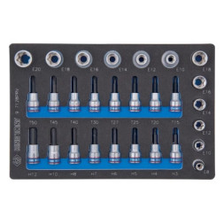 Набір головок KING TONY 1/2&quot; та 3/8&quot;, TORX, HEX, Е6-Е20, 28 шт. (9-7128PRV)