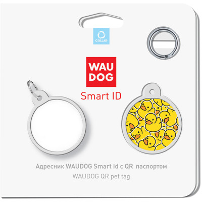 Адресник для тварин WAUDOG Smart ID з QR паспортом &quot;Качечки&quot;, коло 25 мм (0625-0204)