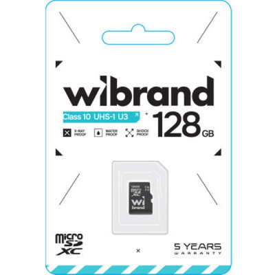 Карта пам&#039;яті Wibrand 128GB mictoSD class 10 UHS-I U3 (WICDHU3/128GB)