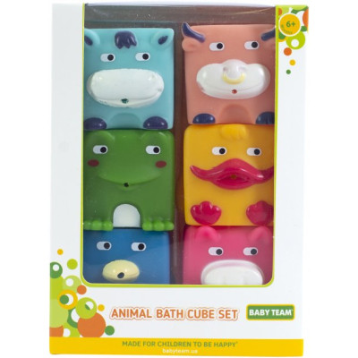 Іграшка для ванної Baby Team Звірята-кубики 6 шт (9050_набір_з_каченям)