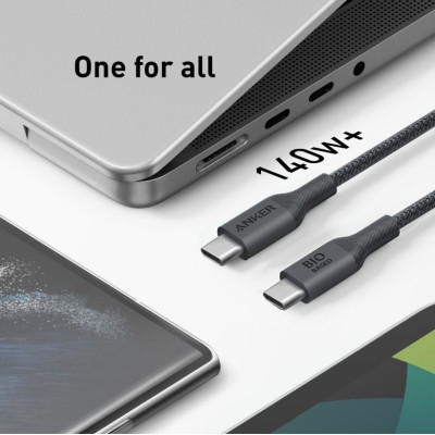 Дата кабель USB-C to USB-C 0.9m 140W bio-nylon 544 black Anker (A80F5H11)