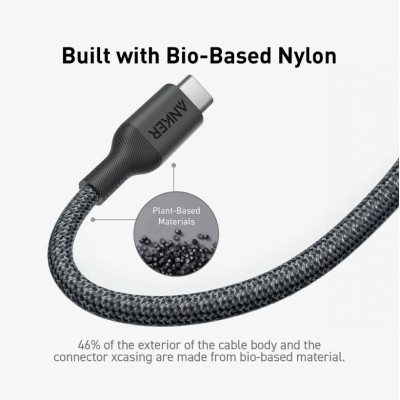 Дата кабель USB-C to USB-C 0.9m 140W bio-nylon 544 black Anker (A80F5H11)