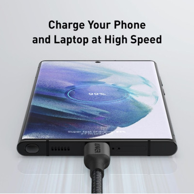 Дата кабель USB-C to USB-C 0.9m 140W bio-nylon 544 black Anker (A80F5H11)
