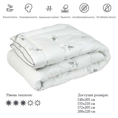 Ковдра Руно зі штучного лебединого пуху Silver Swan демісезонне 172х205 (316.52_Silver Swan_demi)