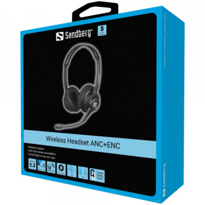 Навушники Sandberg Wireless Headset ANC+ENC Bluetooth Black (126-44)