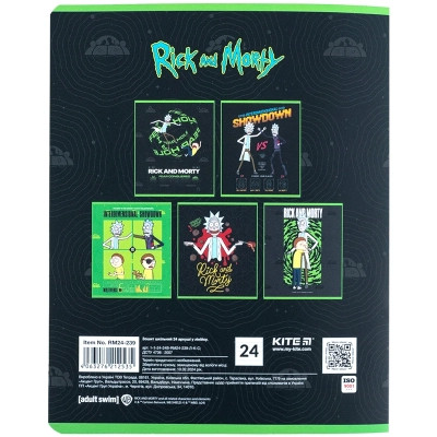 Зошит Kite Rick and Morty 24 аркушів, лінія (RM24-239)