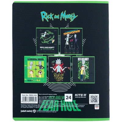Зошит Kite Rick and Morty 24 аркушів, лінія (RM24-239)