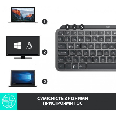 Клавіатура Logitech MX Keys Mini Wireless Illuminated UA Graphite (920-010498)
