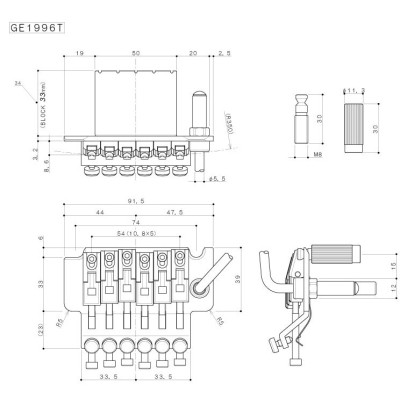 Бридж для гітари Gotoh GE1996T(33) CK