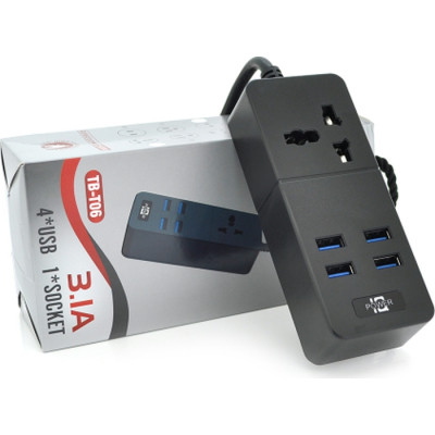 Мережевий фільтр живлення Voltronic TВ-Т05, 1роз, 4*USB Black (ТВ-Т06-Black)