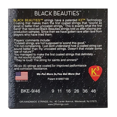 Струни для гітари DR Strings Black Beauties Electric - Light Heavy (09-46) (BKE-9/46)