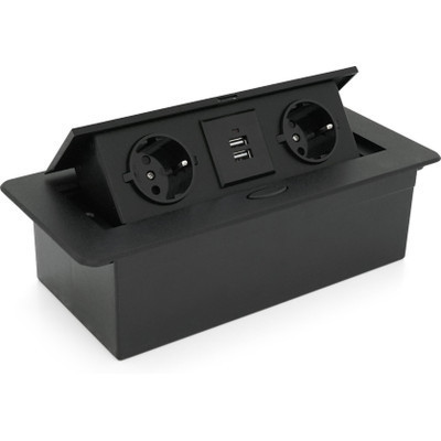 Розетка Voltronic J29L, дві розетки + 2*USB, напольна, висувна (20011)