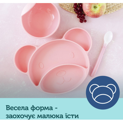 Тарілка дитяча Canpol babies Ведмедик на присосці Рожева (51/401_pin)