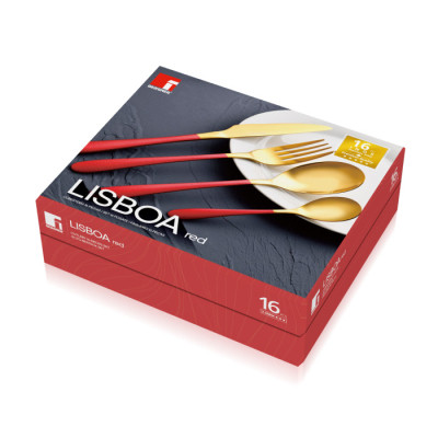 Набір столових приборів Bergner Lisboa red 16 предметів (BG-45148-RD)