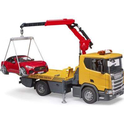 Спецтехніка Bruder Евакуатор Scania Super 560R з краном-маніпулятором та автомобіль Roadster (03552)
