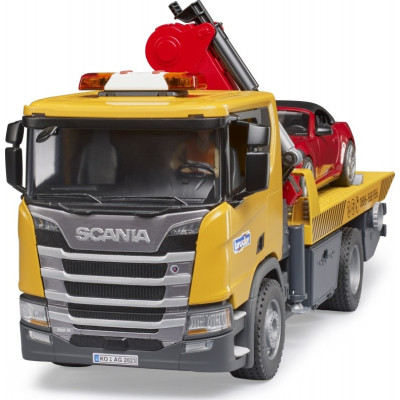 Спецтехніка Bruder Евакуатор Scania Super 560R з краном-маніпулятором та автомобіль Roadster (03552)
