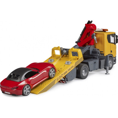 Спецтехніка Bruder Евакуатор Scania Super 560R з краном-маніпулятором та автомобіль Roadster (03552)