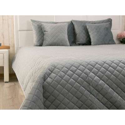 Покривало Руно двостороннє декоративне Velour Dark Grey ромб 180х220 см (340.55_Dark Grey ромб)