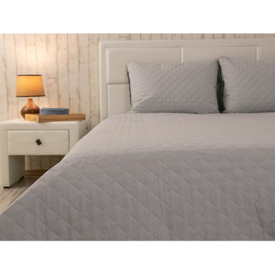 Покривало Руно двостороннє декоративне Velour Dark Grey ромб 180х220 см (340.55_Dark Grey ромб)