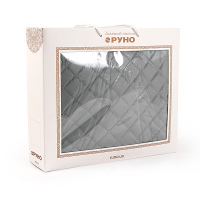 Покривало Руно двостороннє декоративне Velour Dark Grey ромб 180х220 см (340.55_Dark Grey ромб)