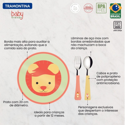 Набір дитячого посуду Tramontina Baby Friends 23797/907 3 предмети (6710901)