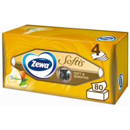Серветки косметичні Zewa Softis Soft &amp; Sensitive 80 шт. (7322540926279)