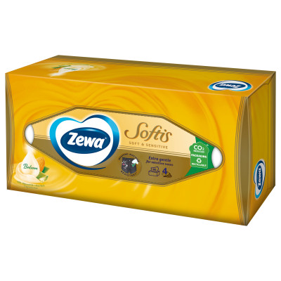 Серветки косметичні Zewa Softis Soft &amp; Sensitive 80 шт. (7322540926279)