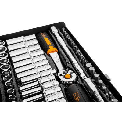 Набір інструментів Neo Tools 63шт, 1/4&quot;, CrV, металевий кейс (10-008)