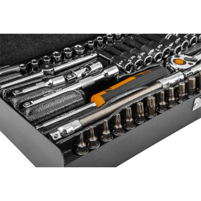 Набір інструментів Neo Tools 63шт, 1/4&quot;, CrV, металевий кейс (10-008)