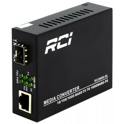 Медіаконвертер RCI 1G, SFP slot, RJ45, standart size metal case (RCI300S-GL)