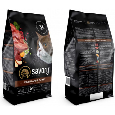 Сухий корм для кішок Savory Adult Cat Sensitive Digestion Fresh Lamb and Turkey 400 г (4820232630075)