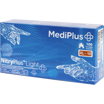 Медицинские перчатки MediPlus NitryPlus Light Нитриловые смотровые нестерильные неприпудренные Синие Размер XL 100 шт. (6933265560269)