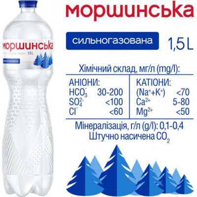 Мінеральна вода Моршинська 1.5 газ пет (4820017000055)