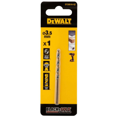 Свердло DeWALT по металу Black &amp; Gold, HSS-G, 3.5 х 70 х 39 мм (DT20516)