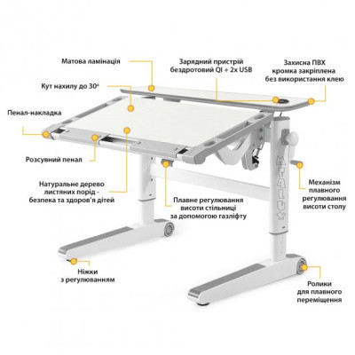 Парта Mealux Ergowood M Multicolor TG Energy (BD-800 TG/MC Energy)