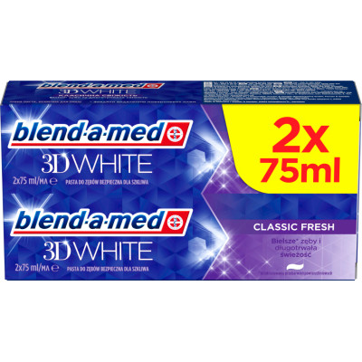 Зубна паста Blend-a-med 3D White Класична свіжість 2 х 75 мл (8006540792940)