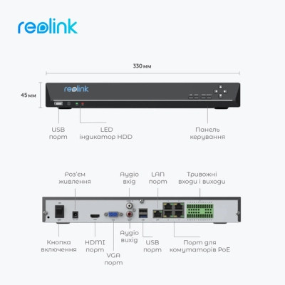 Реєстратор для відеоспостереження Reolink RLN36