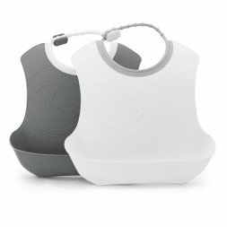 Слинявчик Twistshake Pastel Grey/ White (2шт) 4+ міс (78597)