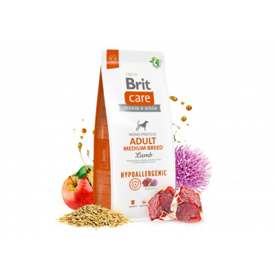 Сухий корм для собак Brit Care Dog Hypoallergenic Adult Medium Breed гіпоалергенний з ягням 3 кг (8595602559022)